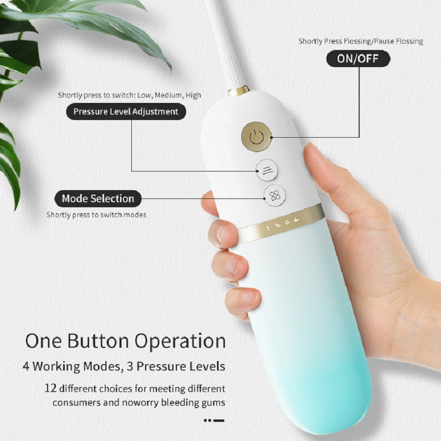 Portable Water Flosser | Rechargeable, Waterproof Dental Cleaner with 4 Nozzles